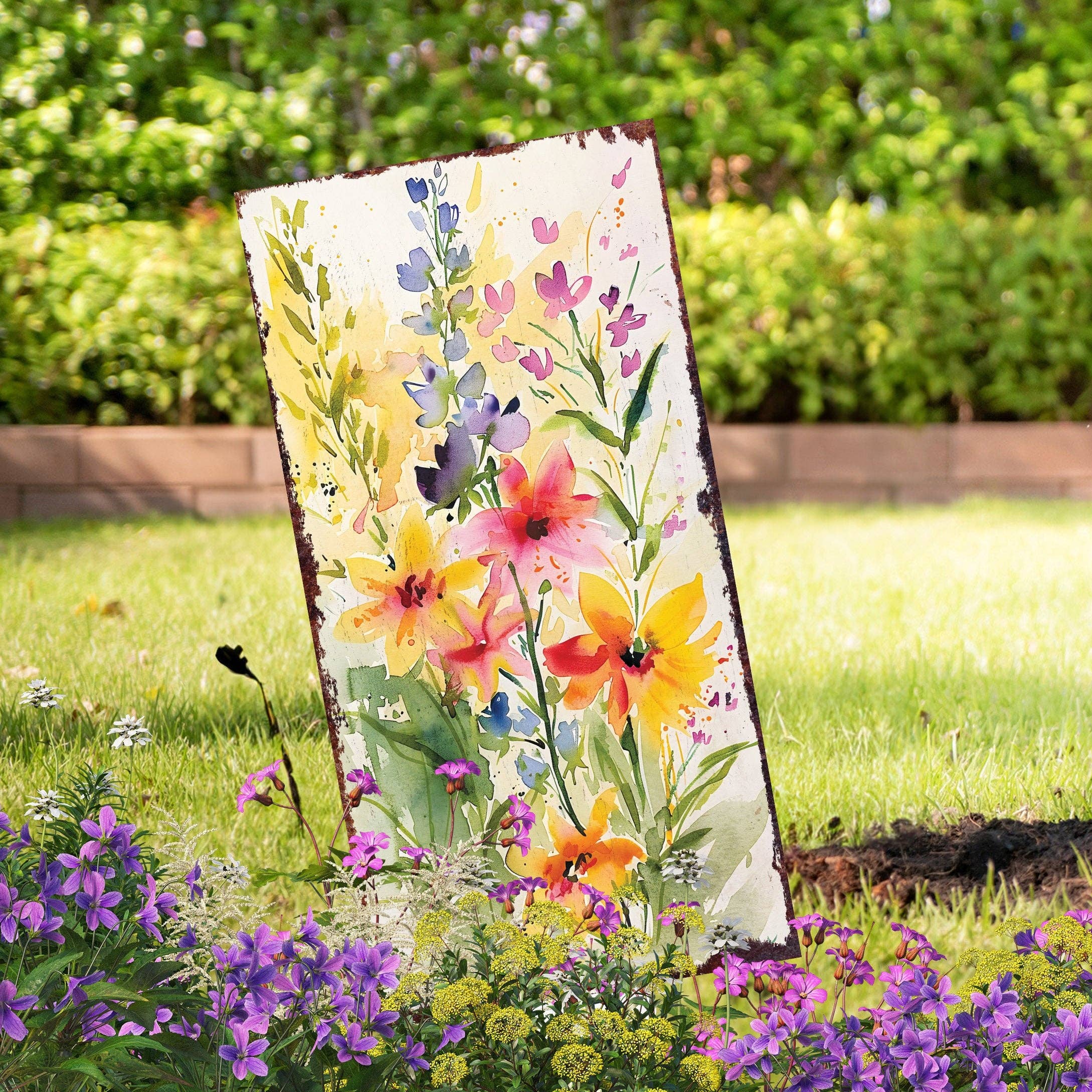 TX USA Corporation – wholesale Garden/lawn stake – Vibrant Spring Wildflower Garden Stake | 30in Watercolor Yard Art2