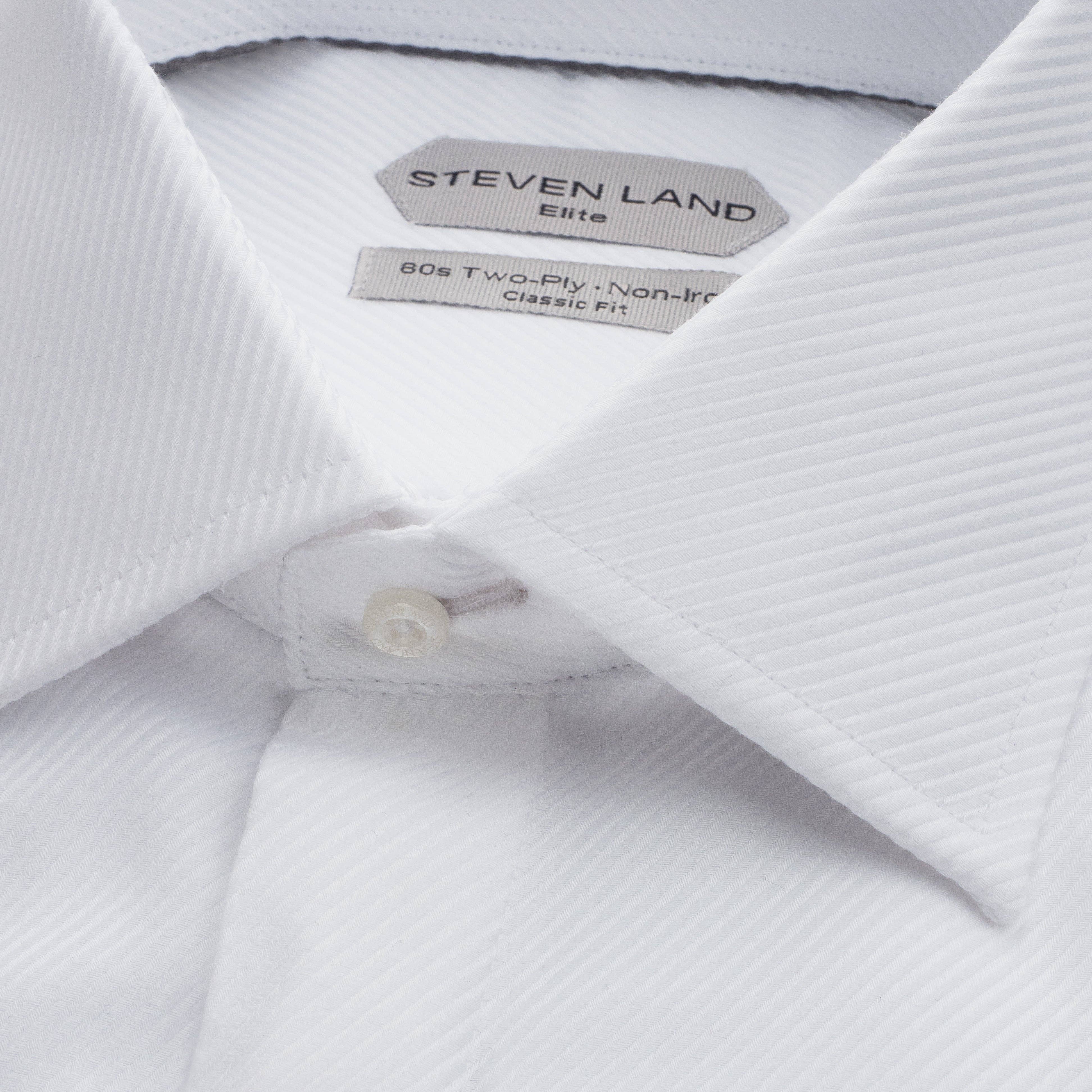 Steven Land – wholesale Buttoned-down shirt – Men's – The River Twill | Double Woven Cotton | French Cuff | White4