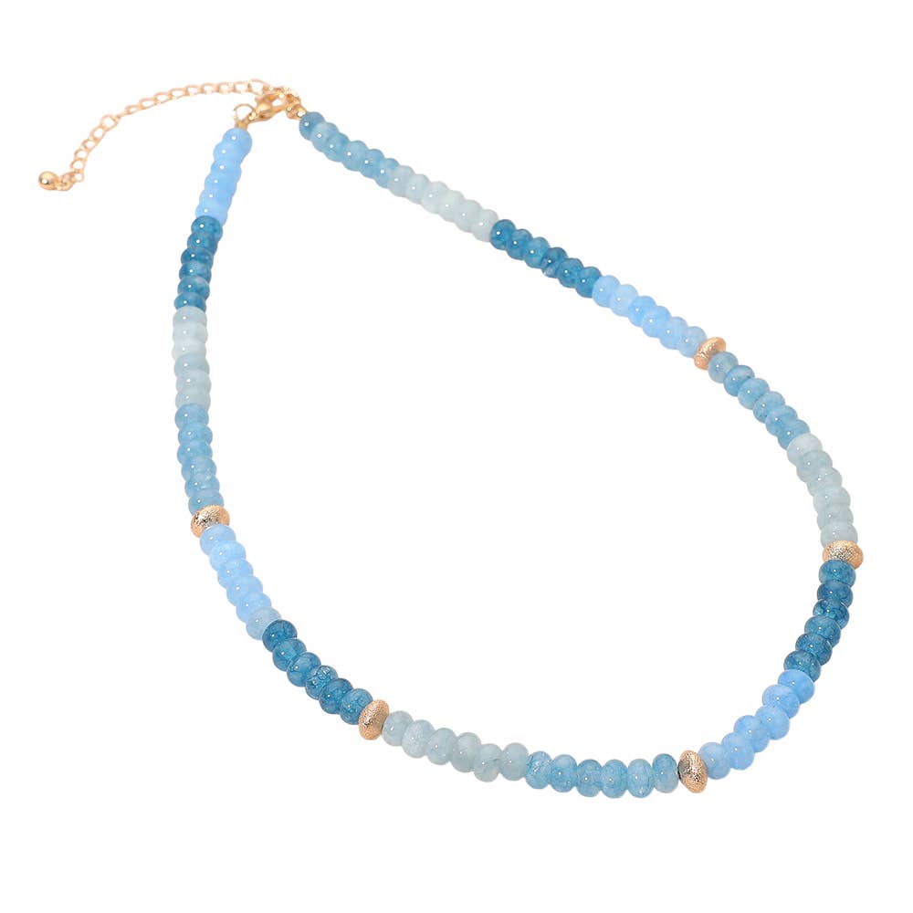 Sensibling Corp. – wholesale Beaded/pearl necklace – Gold Accent Spacer Marbled Resin Beaded Necklace3