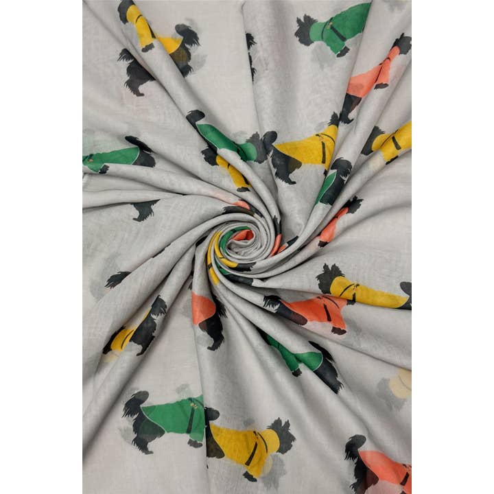 Fashion Scarf World - Wholesale Scarf - Women's - Schnauzer Dog Print Frayed Scarf1