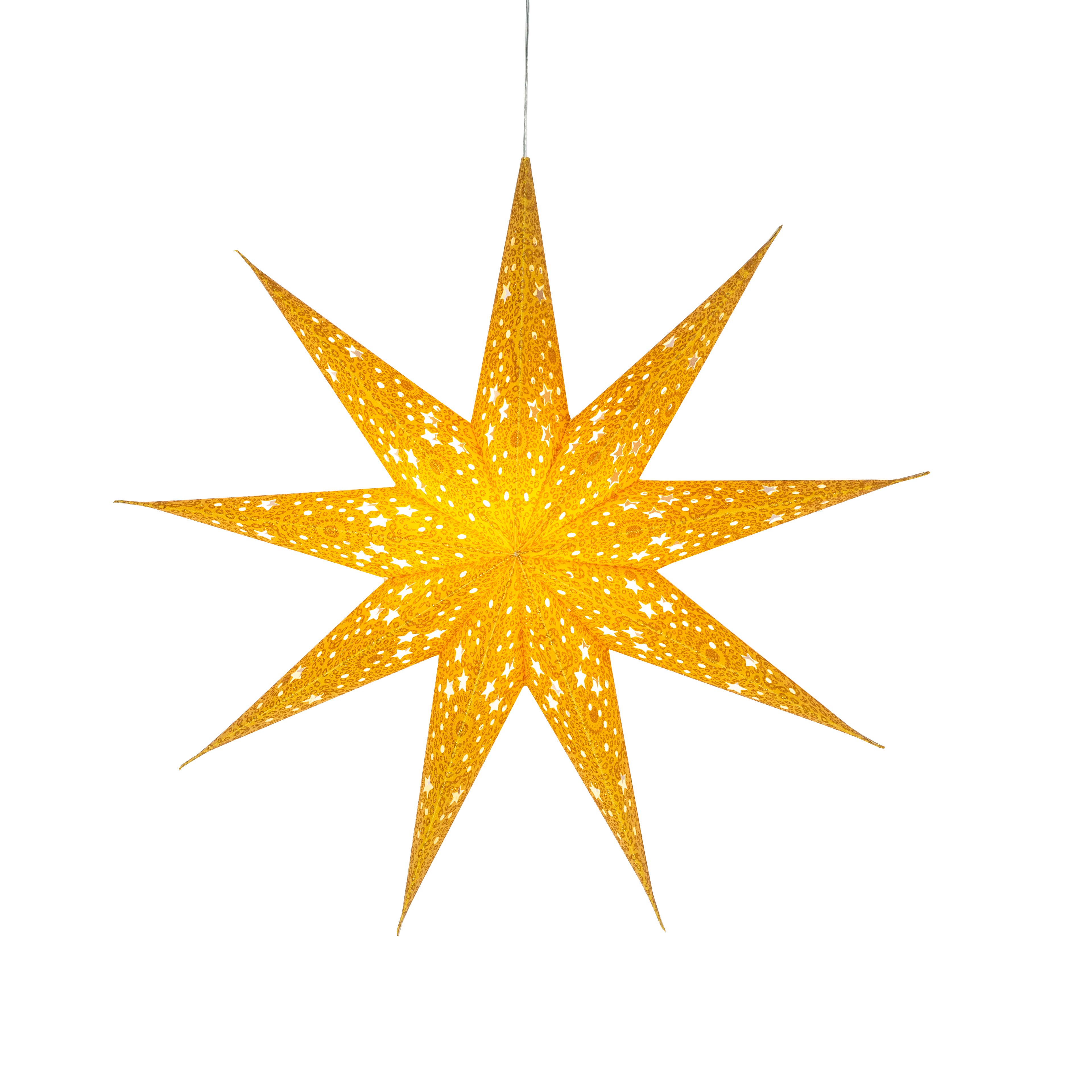 Artschatz LLC - Vendita all'ingrosso Lanterne/lampade di carta - Lanterna a stella di carta dorata con glitter Hrim Star 9 Punti 16"4