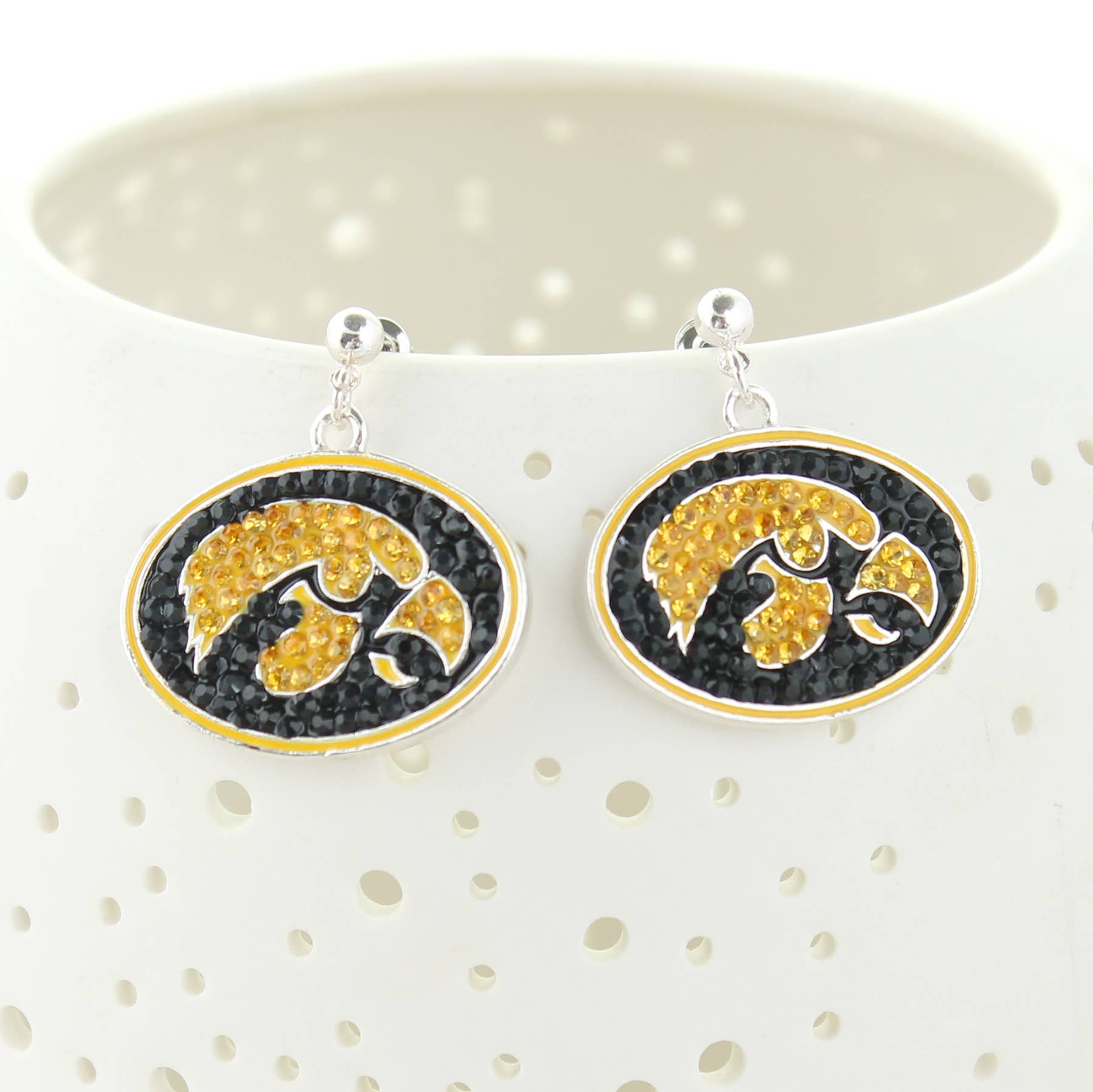Seasons Jewelry - Vente Boucles d'oreilles pendantes - Boucles d'oreilles logo en cristal de l'Iowa1