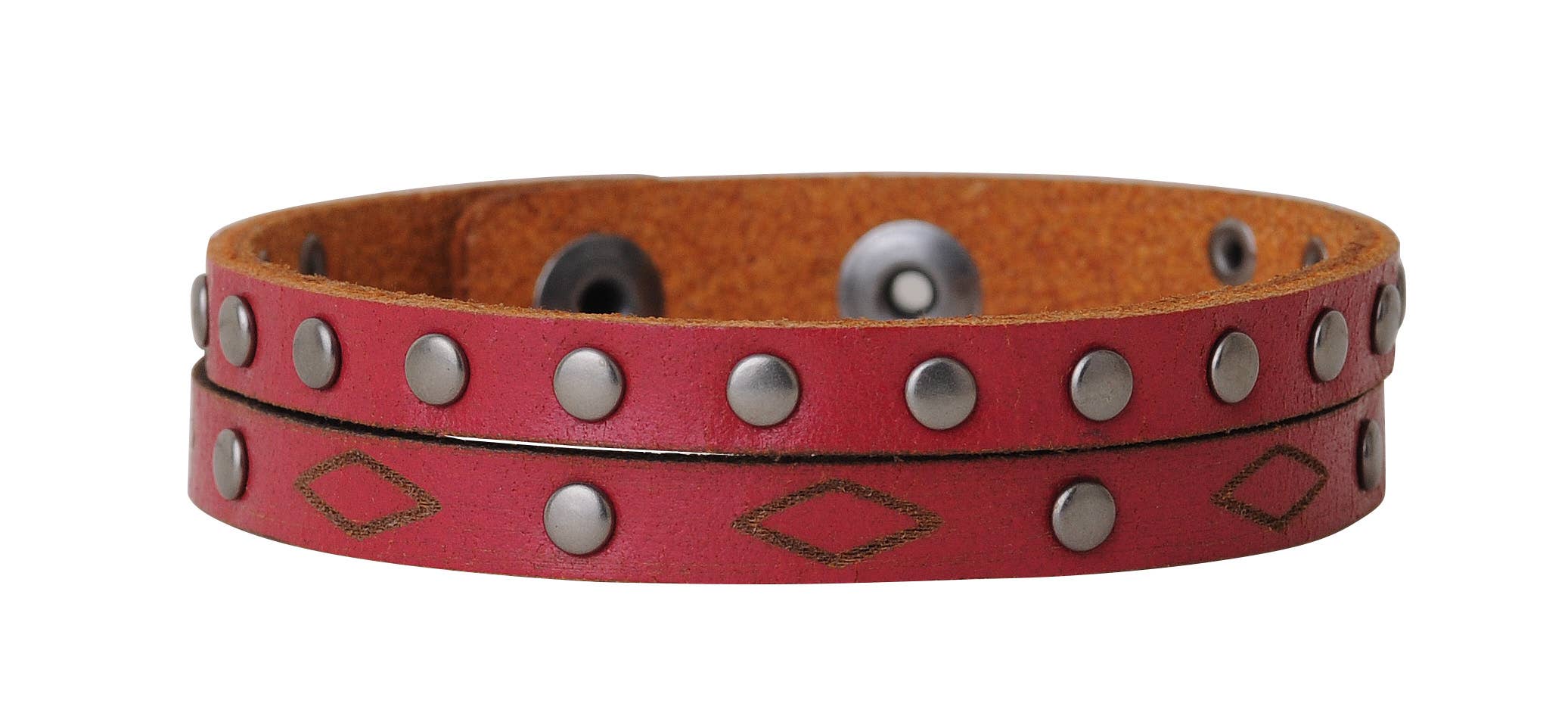 Most Wanted USA - Wholesale Cuff Bracelet - Double Strand Stud and Rhombus Bracelet3