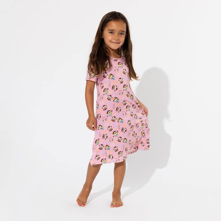 Minions Always Popping Bamboo - Vestito a manica corta da bambina per la vendita all'ingrosso da parte di Bellabu Bear