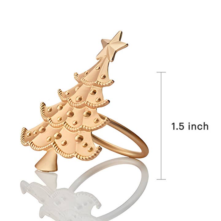 Decozen - Wholesale Napkin Ring - Golden Noel – Napkin Rings in Gold Christmas Tree Design, Elegant Decorative Dining Table Décor9