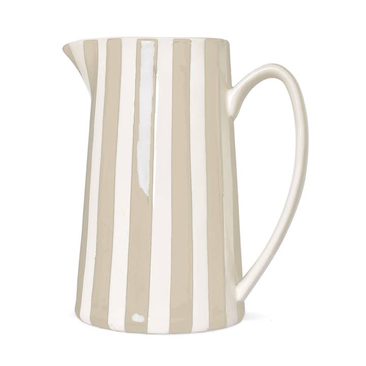 Striped pitcher gm sand L17.8 W12.5 H21.3cm for wholesale by Opjet Paris