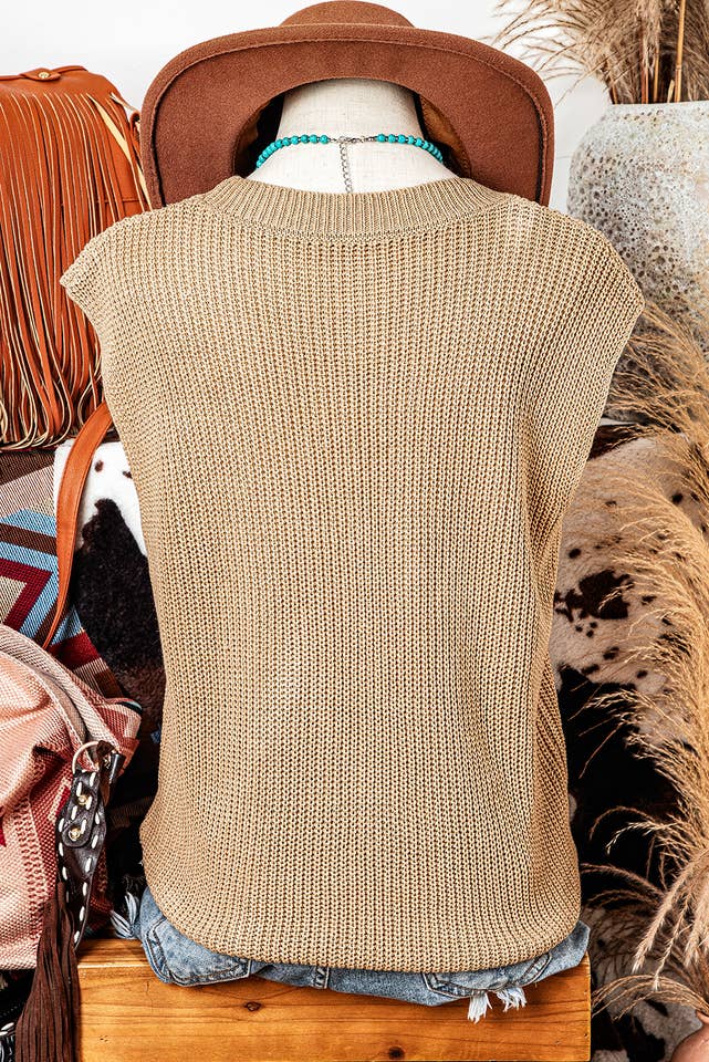 As shown Fashion Western Cowboy Embroidery Sleeveless Sweater for wholesale on Faire3