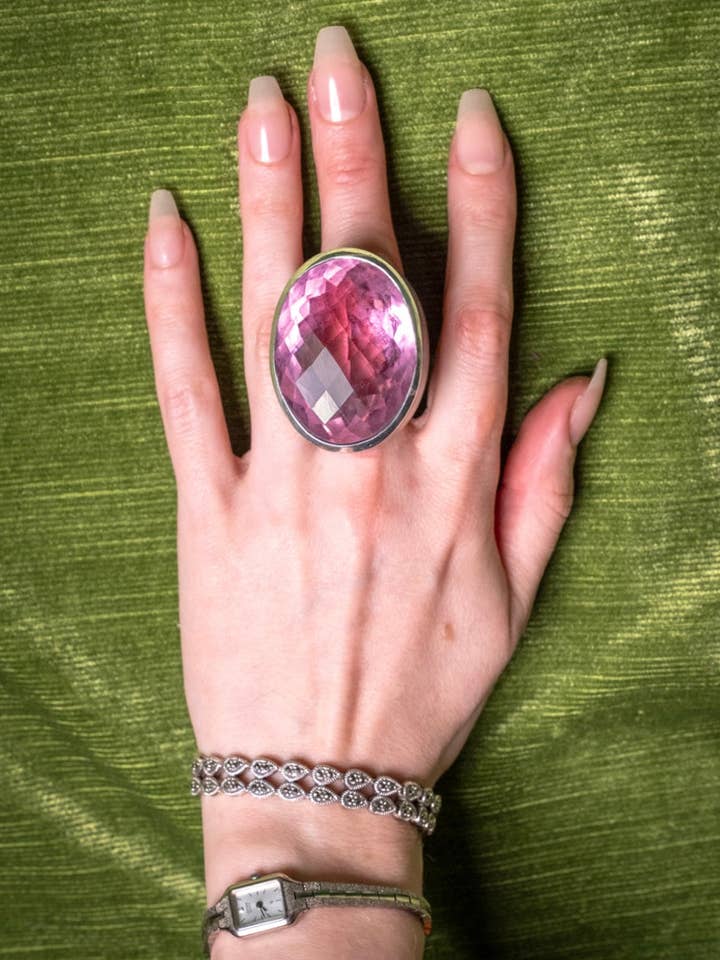 Oval Colossus Ring in Pink Azalea (Silver) for wholesale by Vesper Obscura