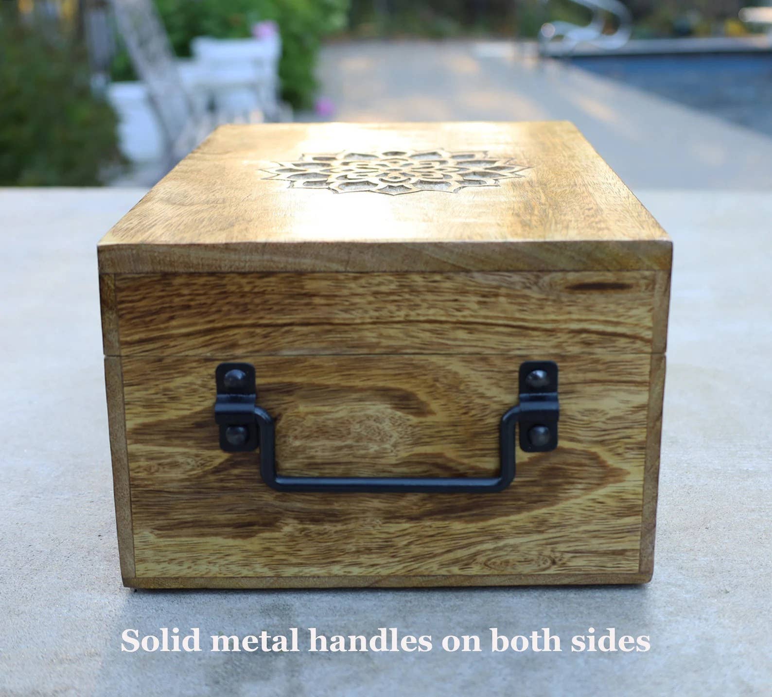 Lungta Imports - Wholesale Decorative box - Large Premium Hand Carved Lotus Wooden Urn Box, Keepsake Box5