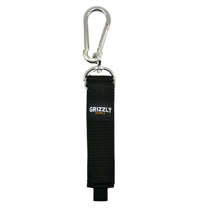 18" Black Hook and Loop Storage Strap with Carabiner 1/pk for wholesale by Grizzly Supply