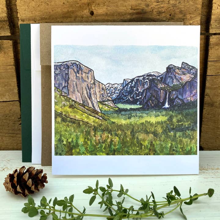 Yosemite Valley: Watercolor Series Art Card for wholesale by Dark Fox Creative