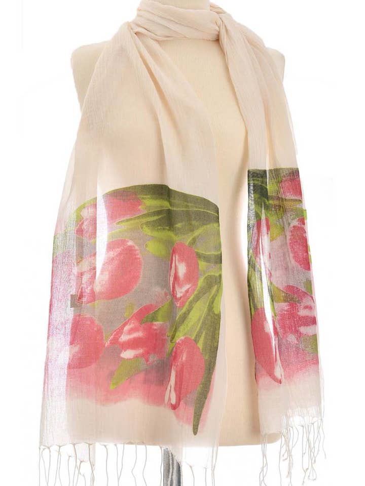 Écharpe tulipe en coton pour la vente par Dosimira