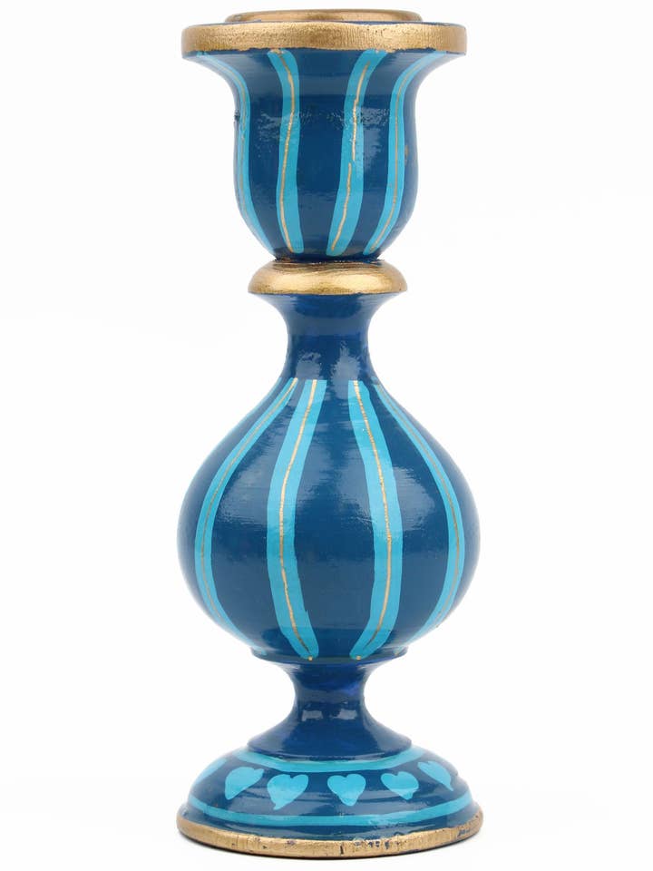 PORTAVELAS PEQUEÑO DE RAYAS AZULES para venta al por mayor de My Doris