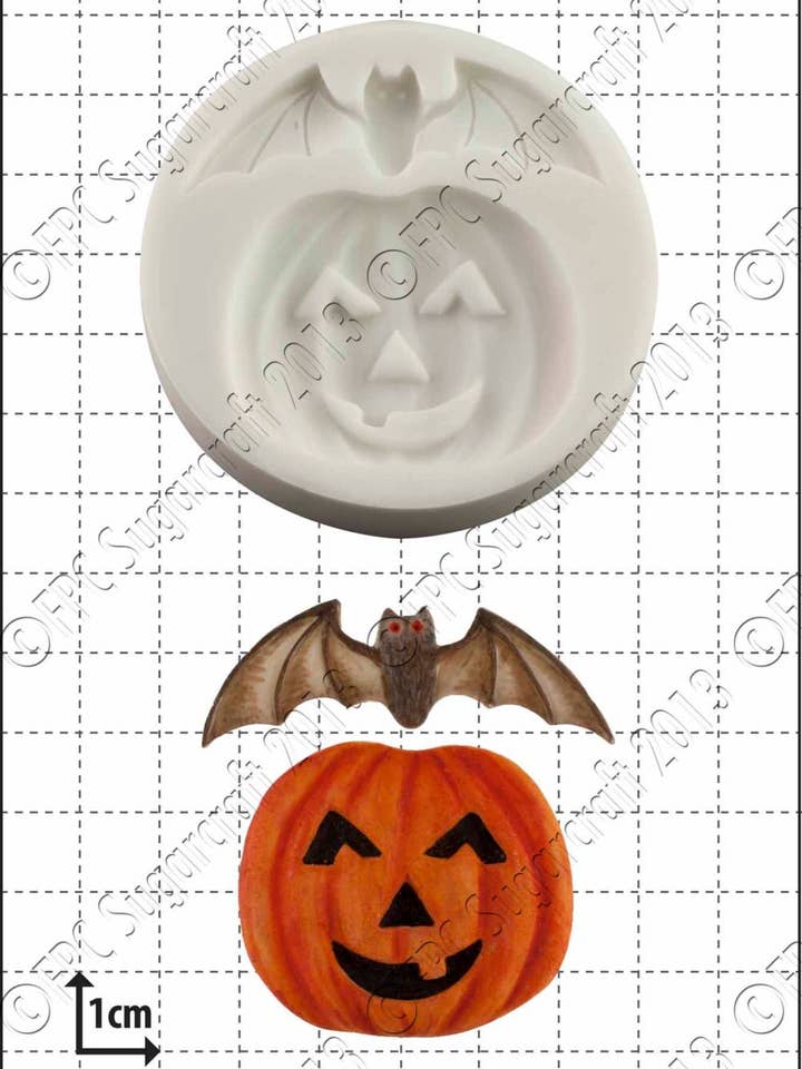 Halloween-Silikonform (Form) - 'Pumpkin & Bat' von FPC für den Großhandel von FPC Sugarcraft