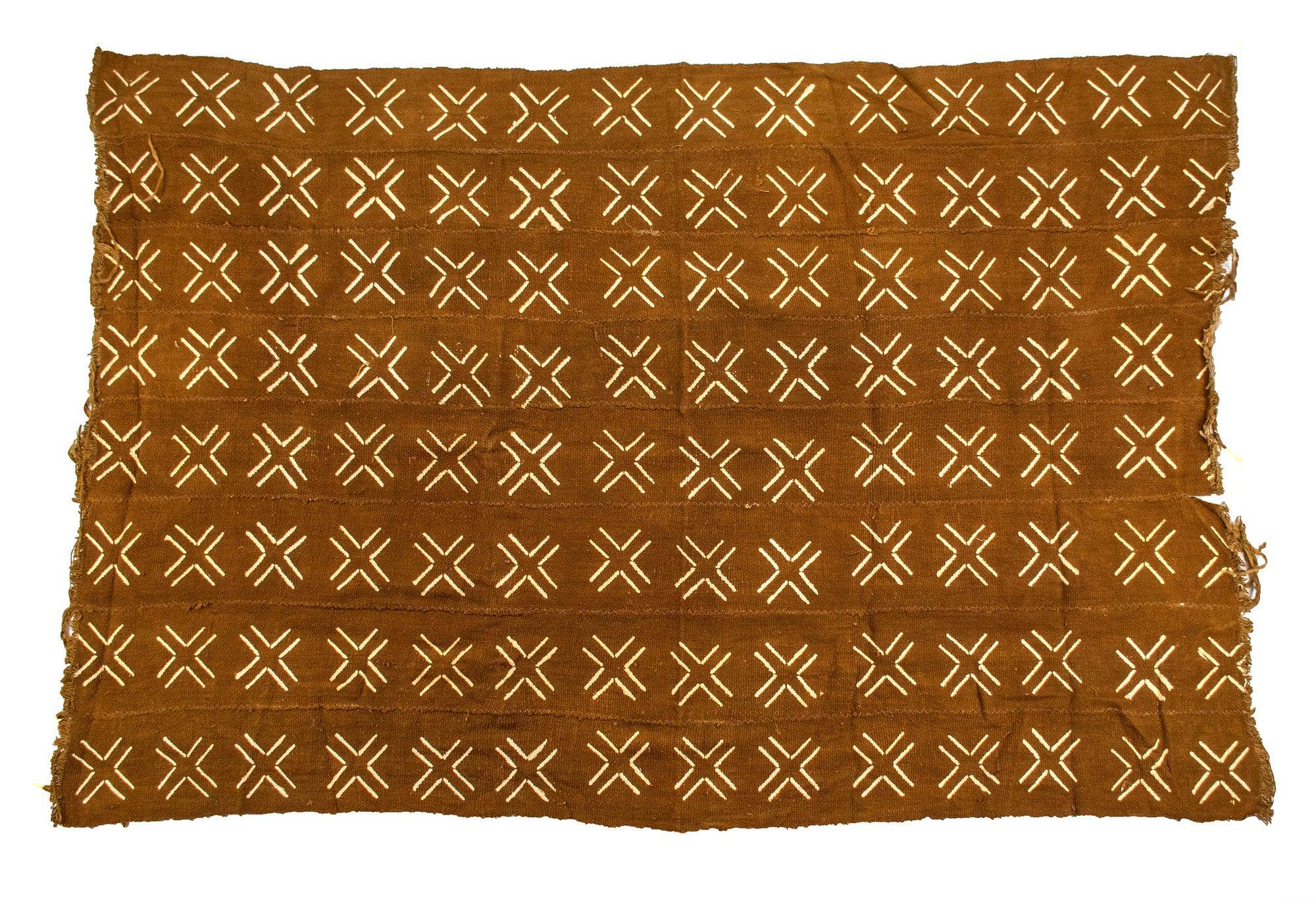 The Bead Chest - Wholesale Tapestry/textile - Caramel Brown Bogolan Mali Mud Cloth (Cross Design)1