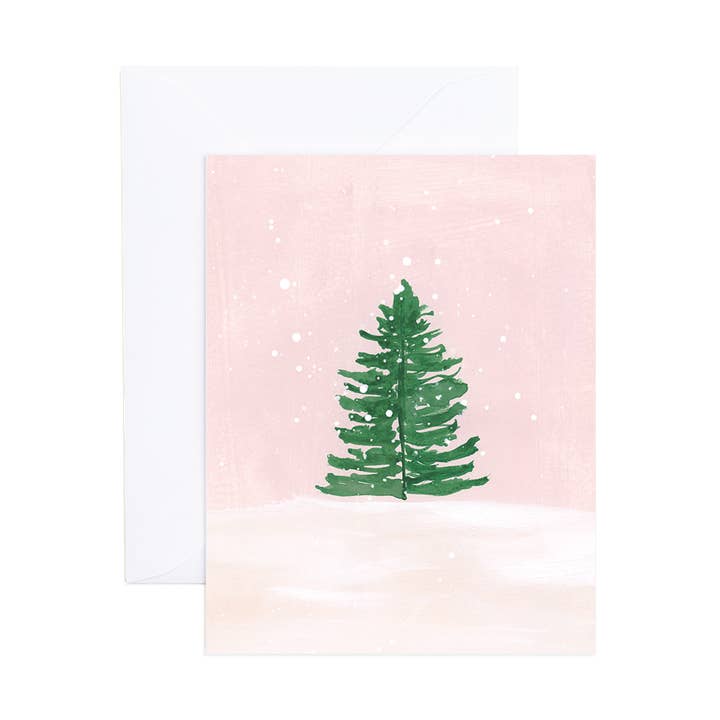 Miranda Watercolor Beach Christmas Tree Card for wholesale by Evergreen Summer