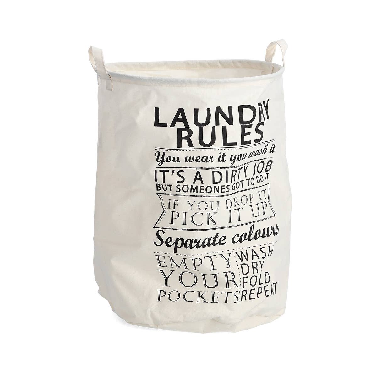 beige Laundry basket "Laundry Rules", canvas for wholesale on Faire