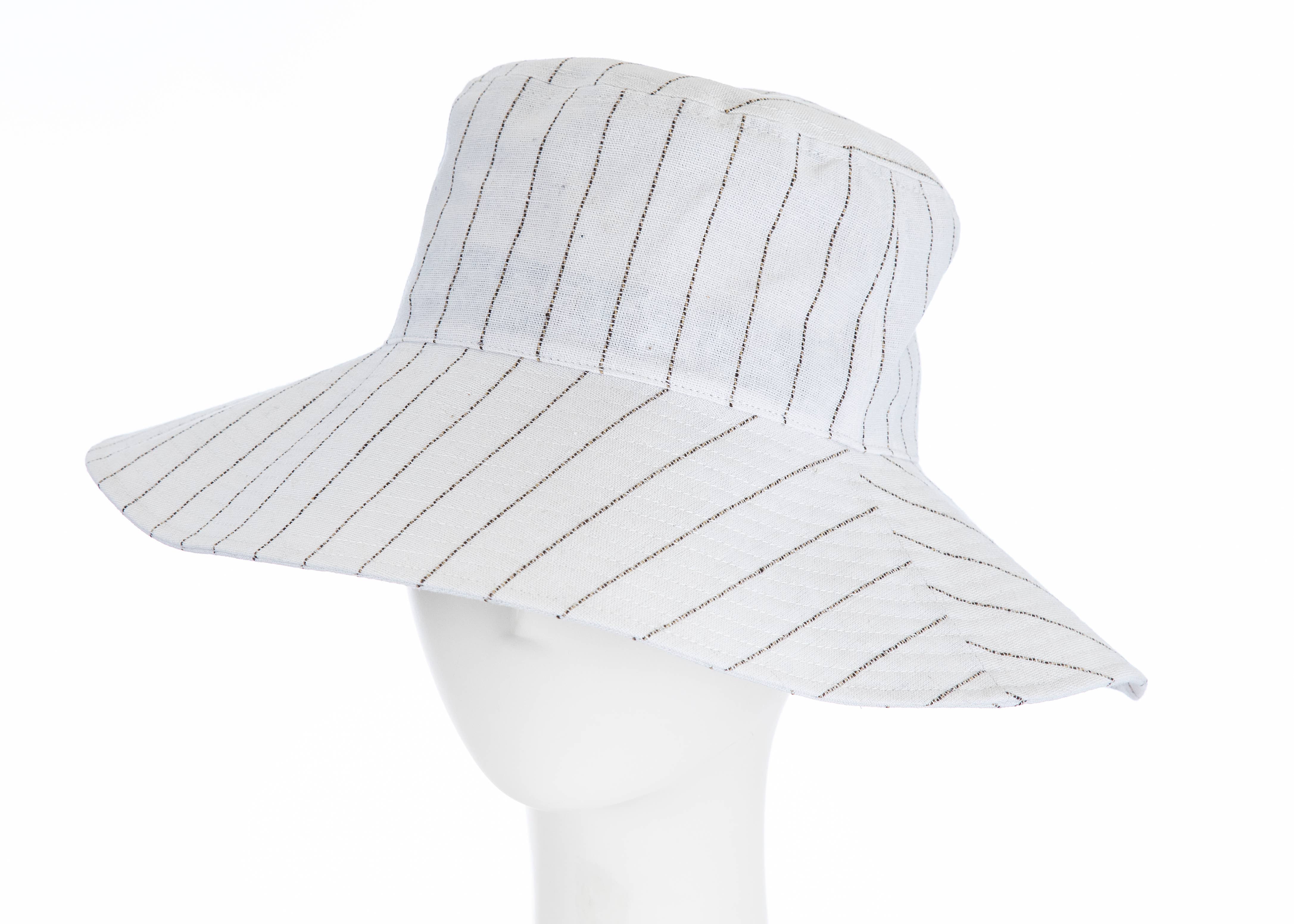 Giovannio - Vendita all'ingrosso Cappello di paglia - Donna - Cappello da sole a righe in lino Ivy da donna3