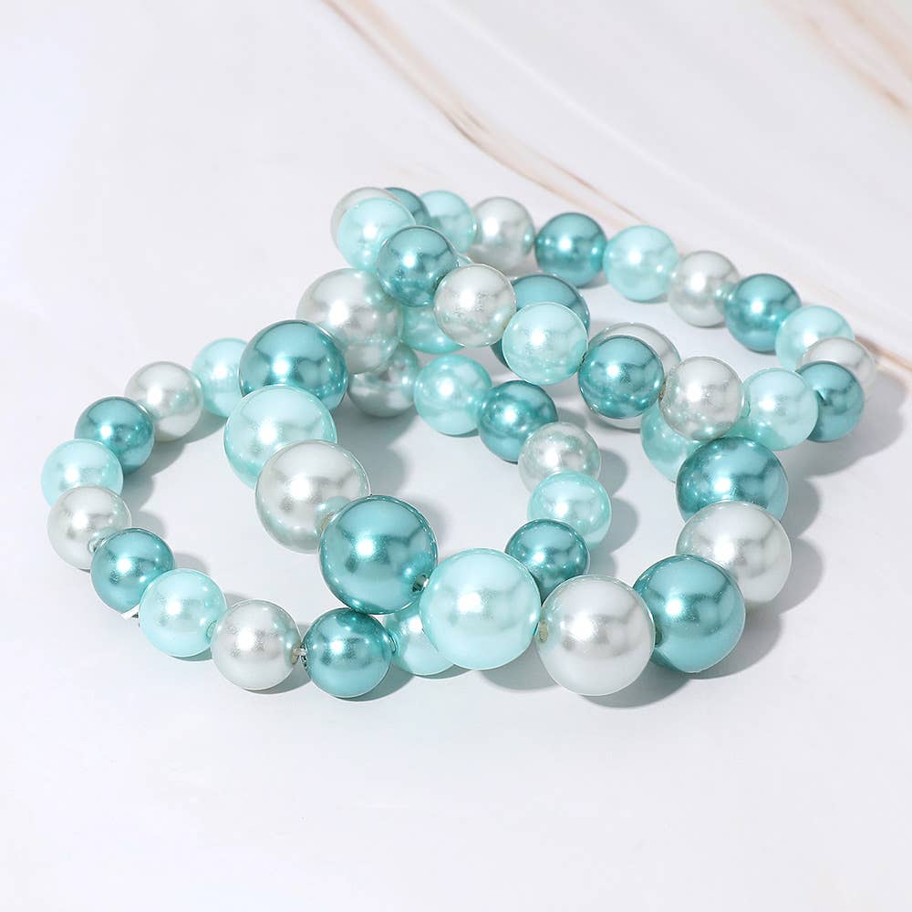 Sensibling Corp. – wholesale Beaded bracelet – 3PCS - Pearl Beaded Stretch Multi Layered Bracelets3