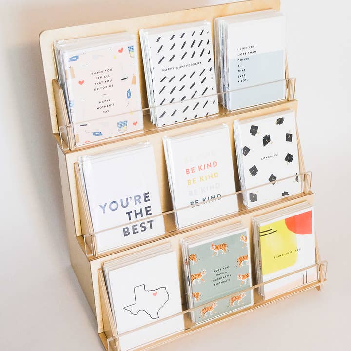Joy Paper Co. - Wholesale Retailer Display - Paper & Novelty - 3 Tier Greeting Card Display + 54 cards of choice