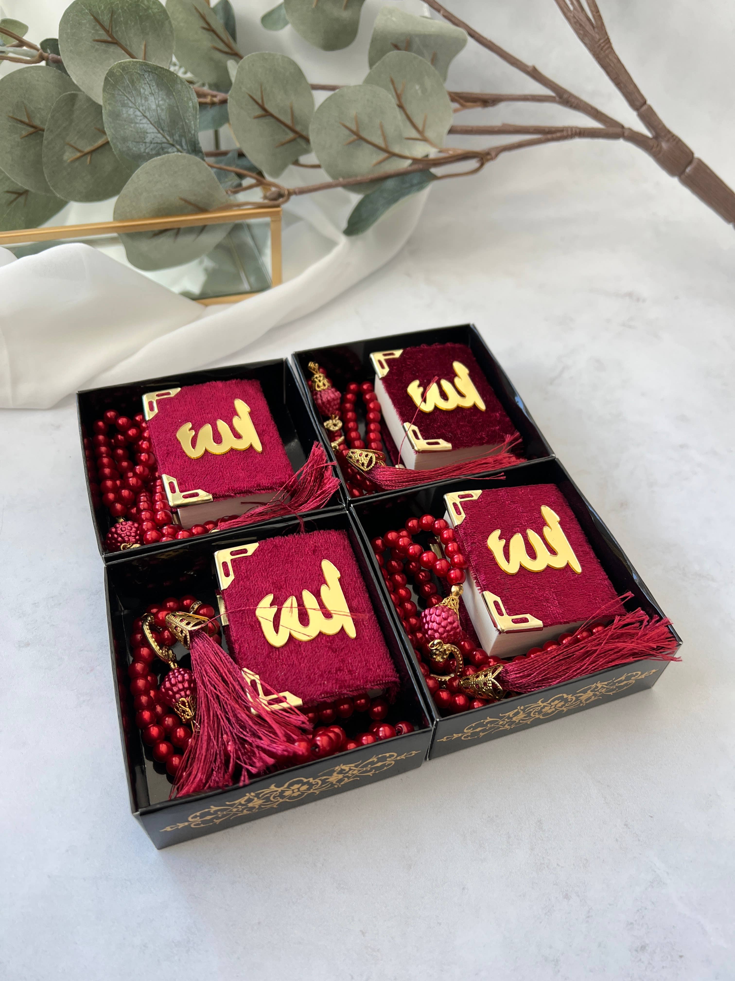 Uniq Favors - Wholesale Prayer Beads Necklace - Velvet Quran Gift in Box, Personalized Islamic Arabic Gift6