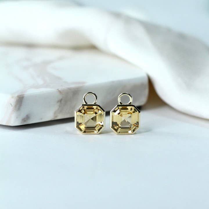 Asscher Hoop Charms in Gold CZ for wholesale by Chloe + Lois