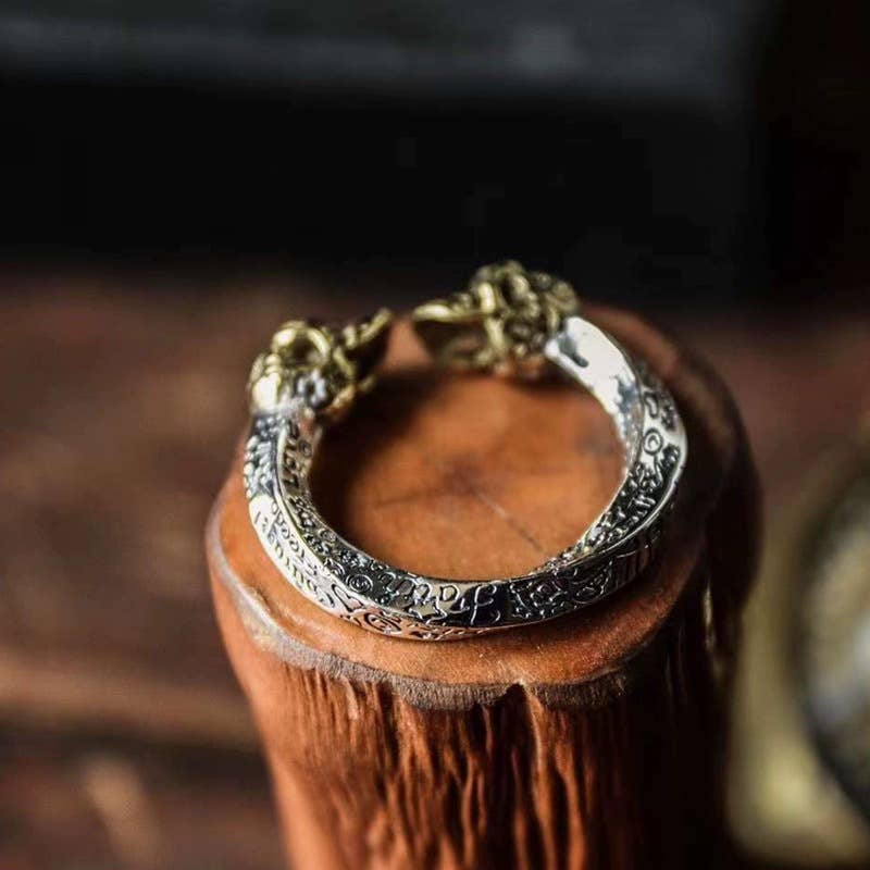 Edgy Double Skull Alloy Open Ring for wholesale on Faire3