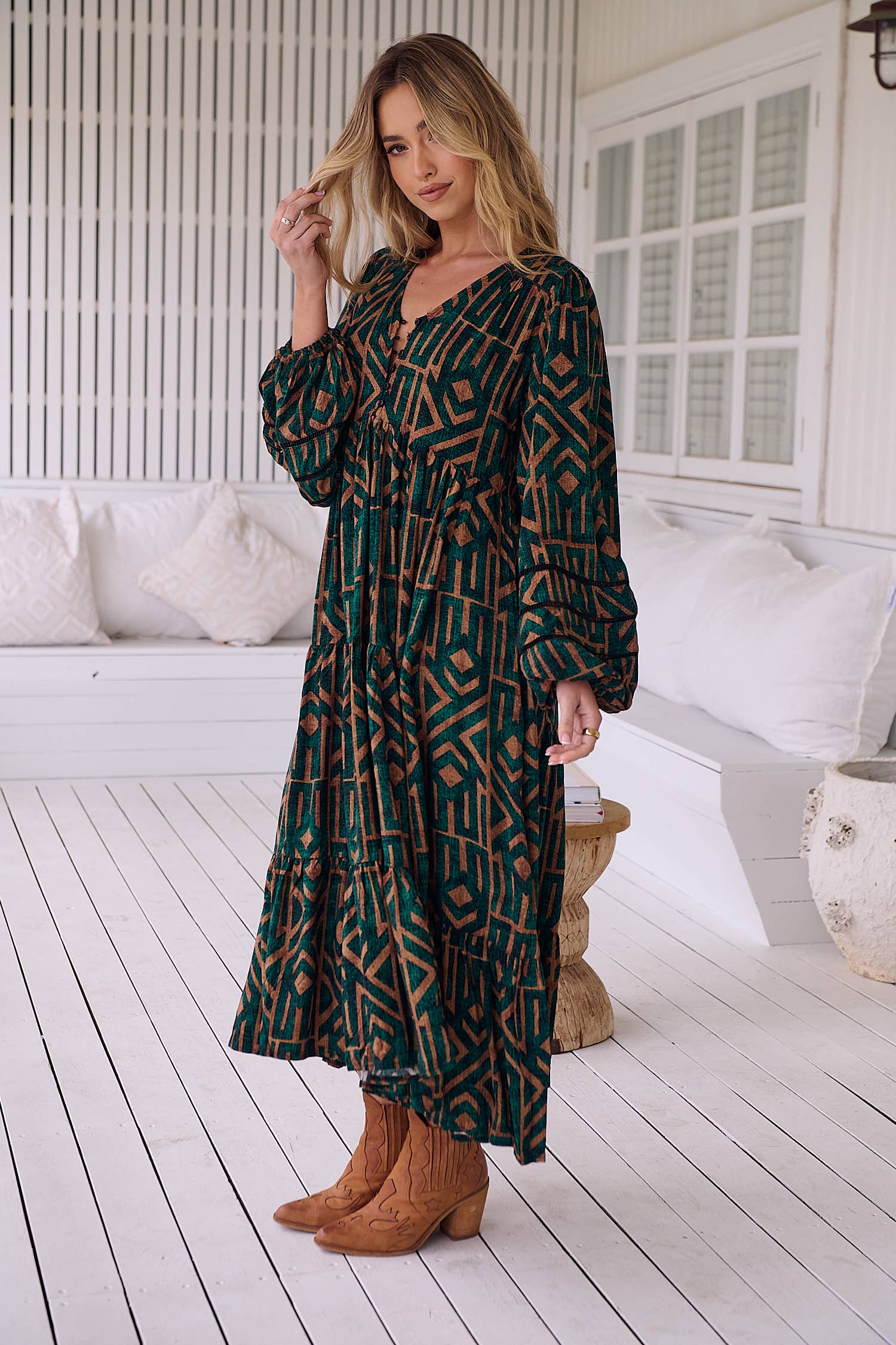 Jaase - Wholesale Dress - Women's - EMERALD PRINT EVE MIDI6