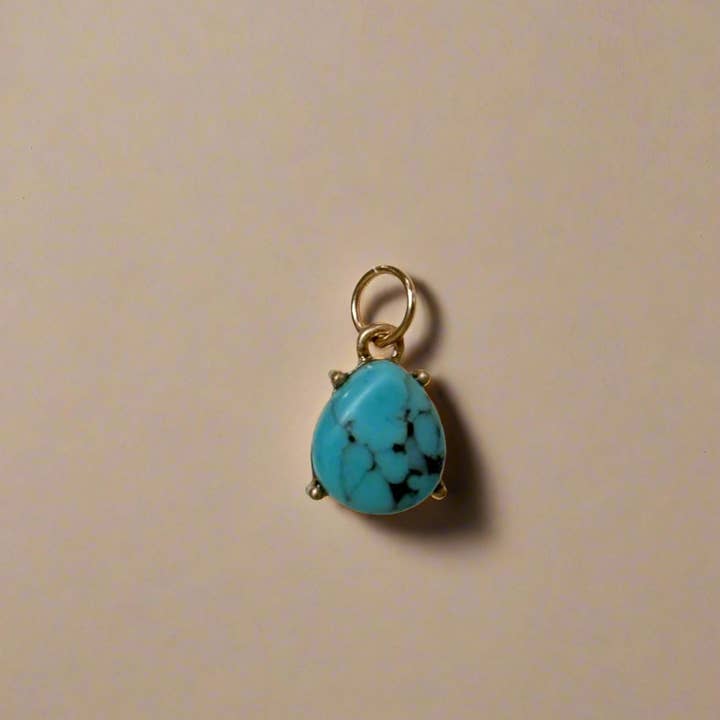 My Girl in LA - Wholesale Individual Charm/Pendant - Semi-precious Turquoise Tear Drop Charm