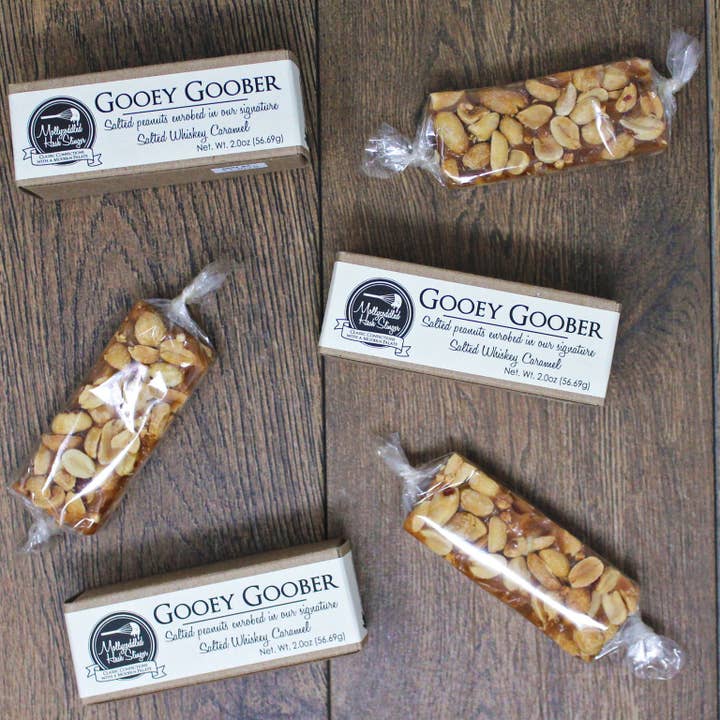 Gooey Goober Bar (Peanut Caramel Candy Bar) for wholesale by Mollycoddled Hash Slinger