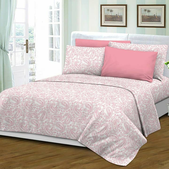 Maribelle Juego de sábanas de 6 piezas Paisley Bedding - Full Light Pink para venta al por mayor de LINEN STORE