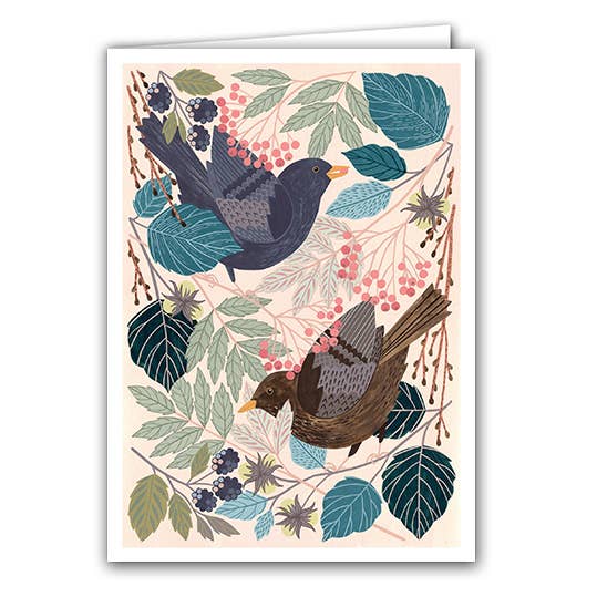 Blank Greeting Card - 'Blackbirds' for wholesale by Silver Birch Cards