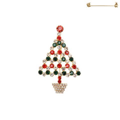 SP Sophia Collection - Wholesale Brooch - Christmas Tree Rhinestone Jeweled Brooch Pin 0