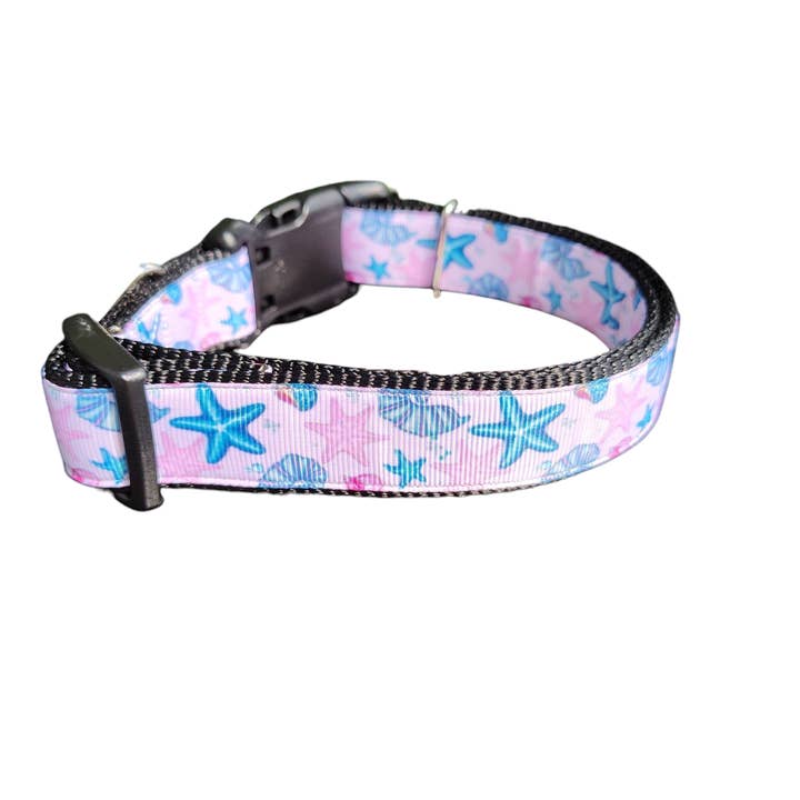 Starfish and Snails Nylon Dog Collar for wholesale by Doot's Pet - Collars For A Cause