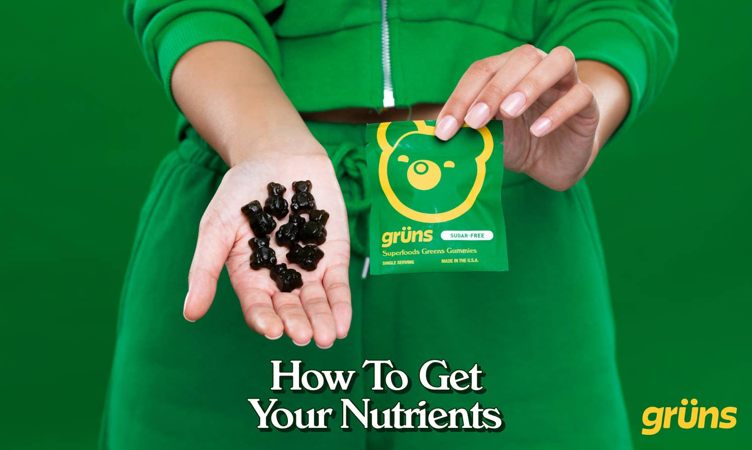 Grüns – wholesale Oralt tillskott/Vitamin – Grüns Vuxen Sockerfria Superfood Greens Gummies, 14 Portioner4