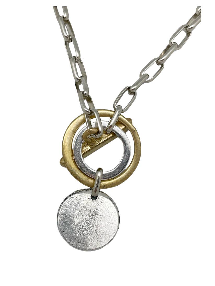 Gloria Mago - Vente Colliers à pendentif - Collier en argent mélangé avec fermoir à barrette en or et pièce en argent3