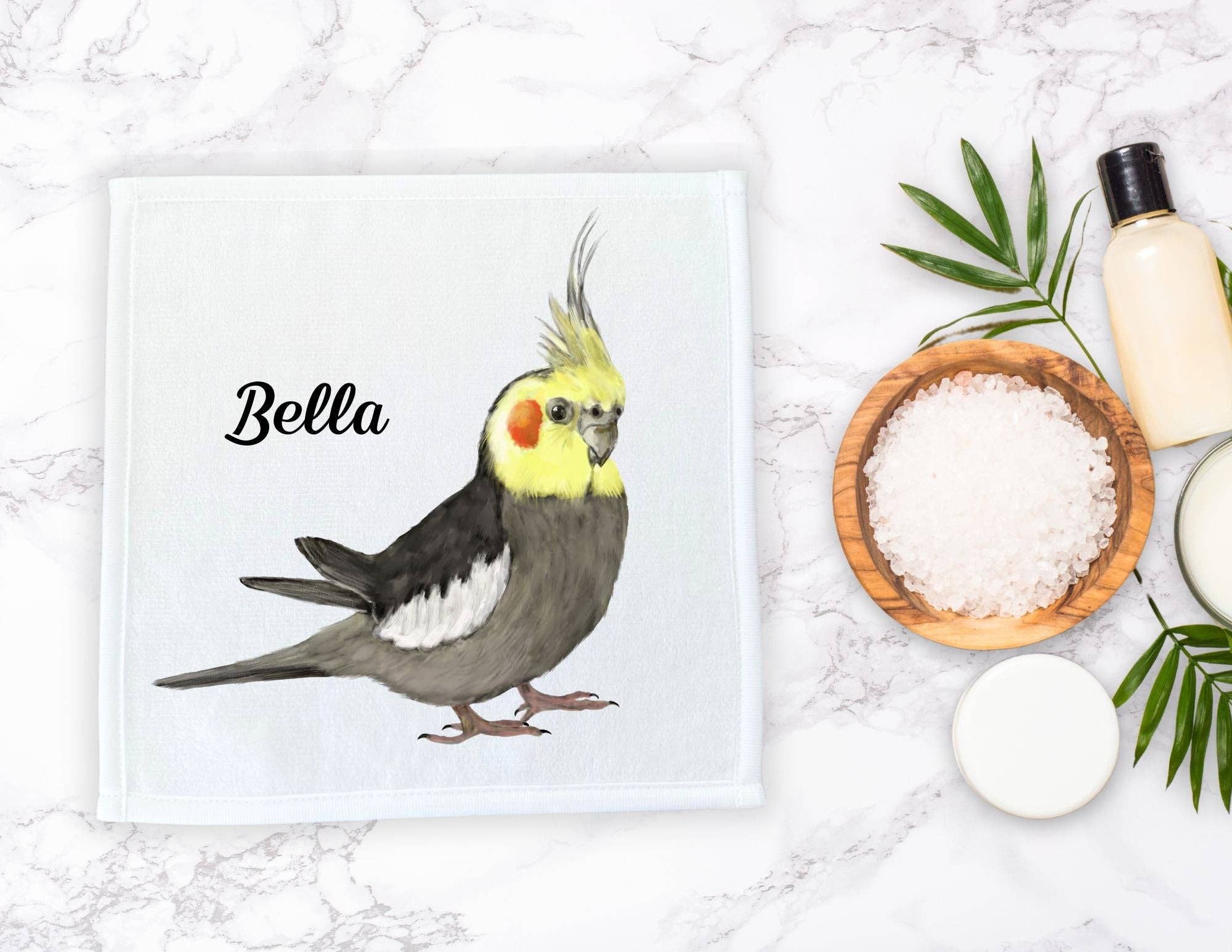 MerikaArt - Wholesale Wash Cloth - Yellow Cockatiel Washcloth5