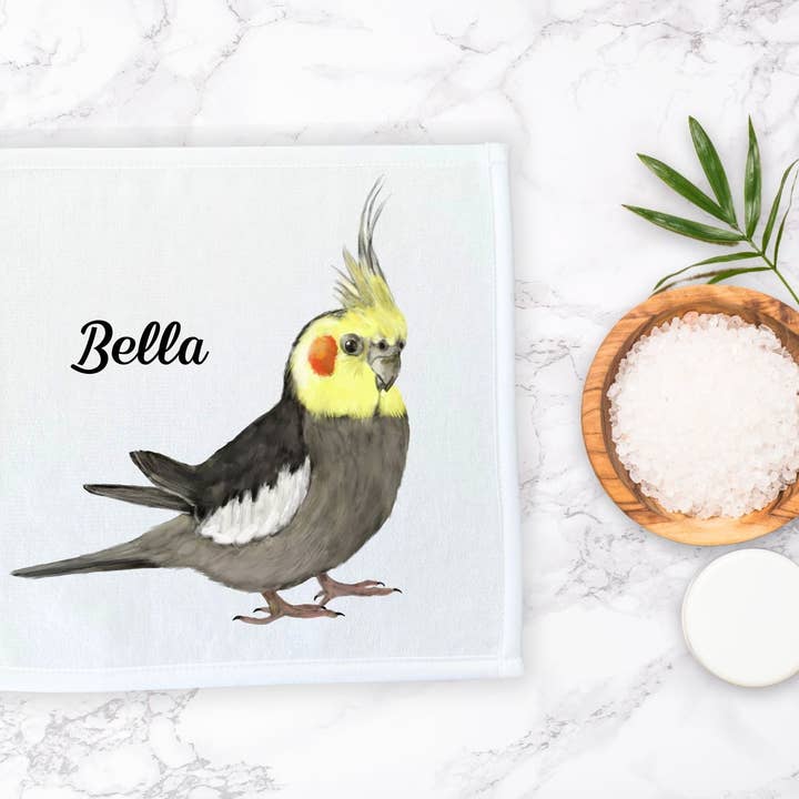 MerikaArt - Wholesale Wash Cloth - Yellow Cockatiel Washcloth5