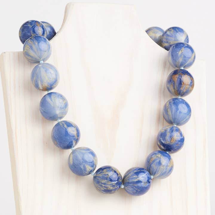 Blue Lapis Pearl Necklace for wholesale by Hot Girls Pearls-Freezable Cooling Jewelry