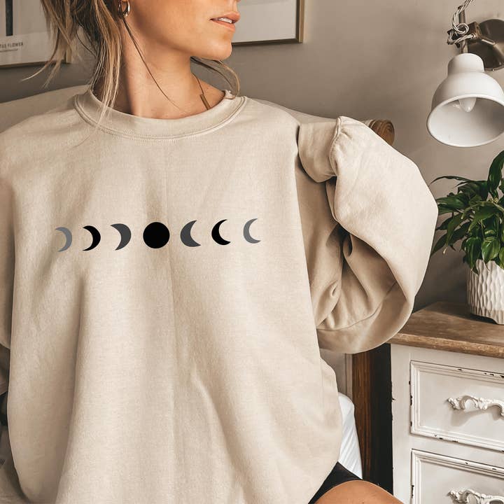 Moon Phases Crewneck Sweatshirt for wholesale by P E T I T R U E