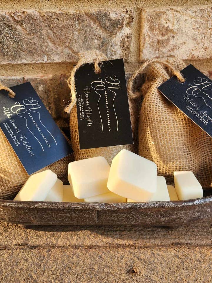 Woodsman's Rebellion 2.5 oz Coconut Soy Blend Melts for wholesale by Alpha & Omega Candle Co.