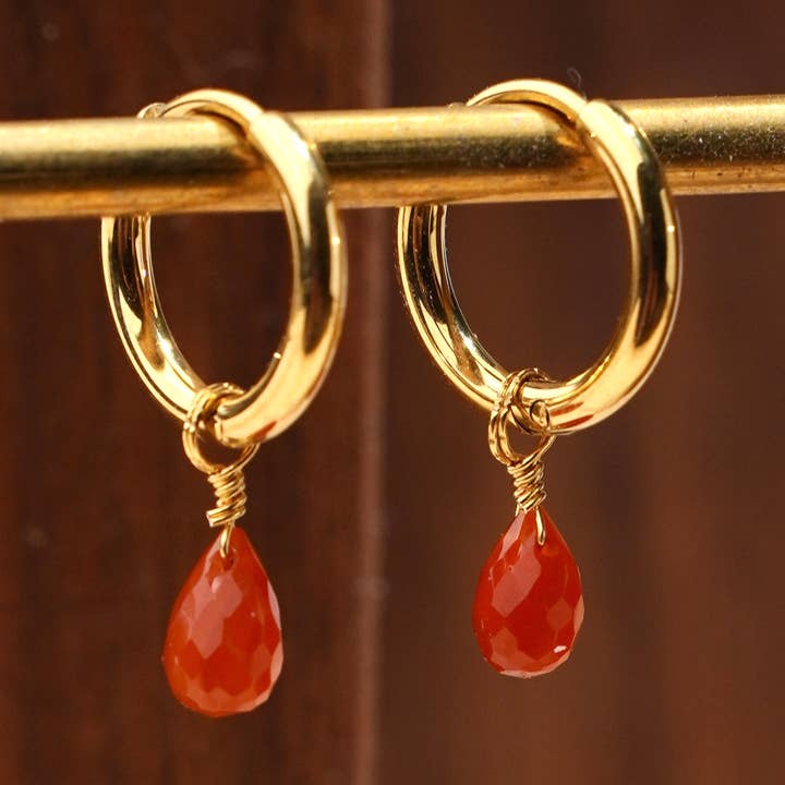 Mini hoop drop steel earrings for wholesale by Victoire Collection