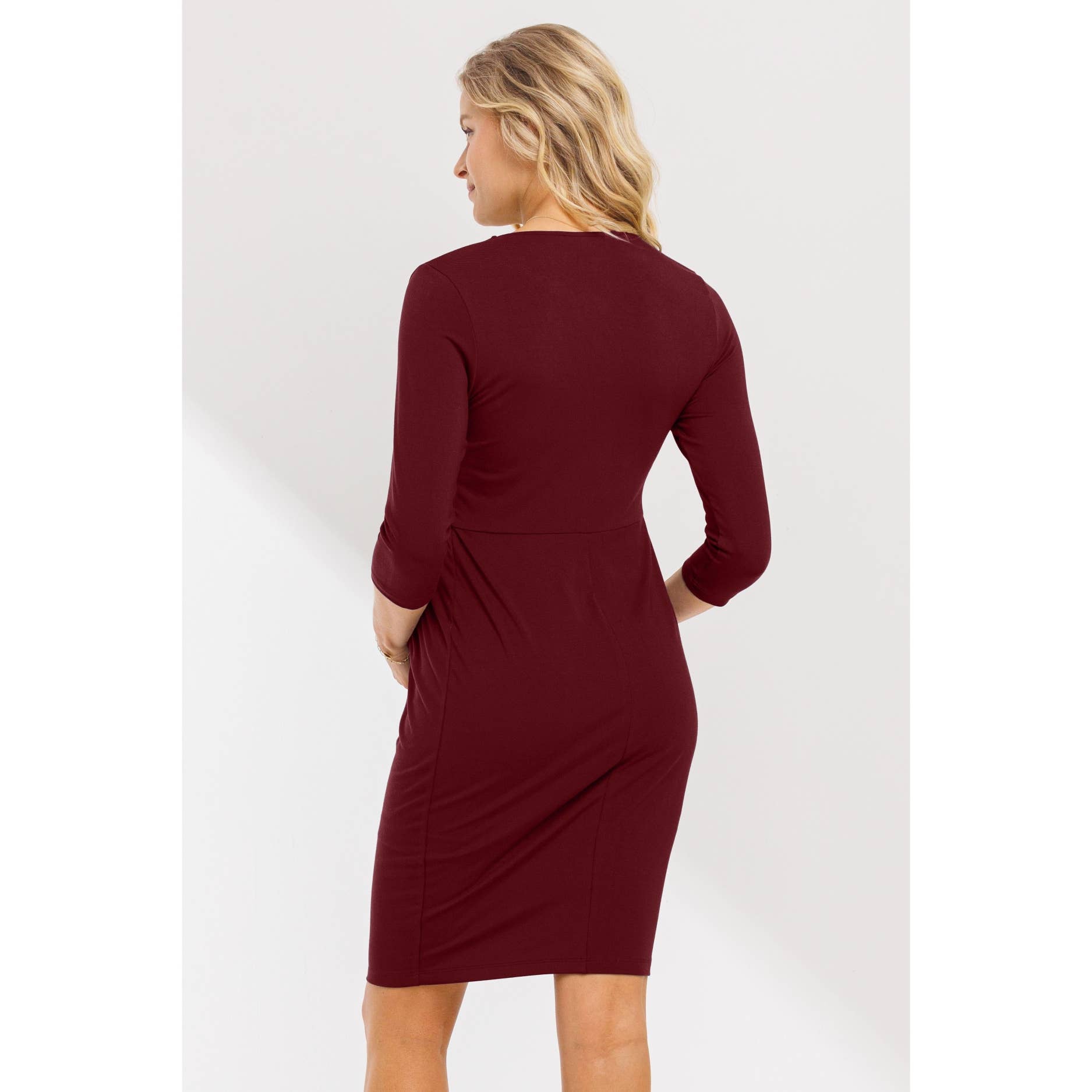 Hello Miz - Wholesale Dress - Maternity - Pleated Quarter Sleeve Maternity Solid Dress6