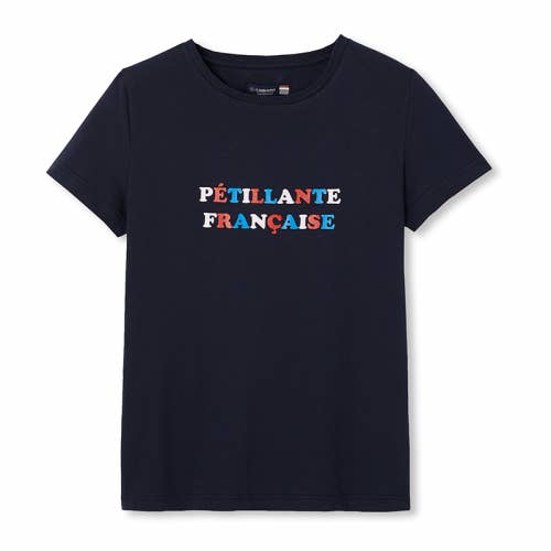 Palmyre Printed “Sparkling French” Navy Blue T-shirt for wholesale on Faire1