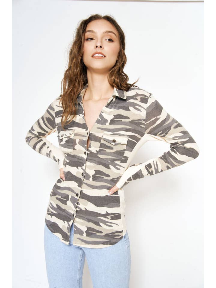 Mystree - Wholesale Button Down Shirt - Women's - 20152 Camo Print Shirt9