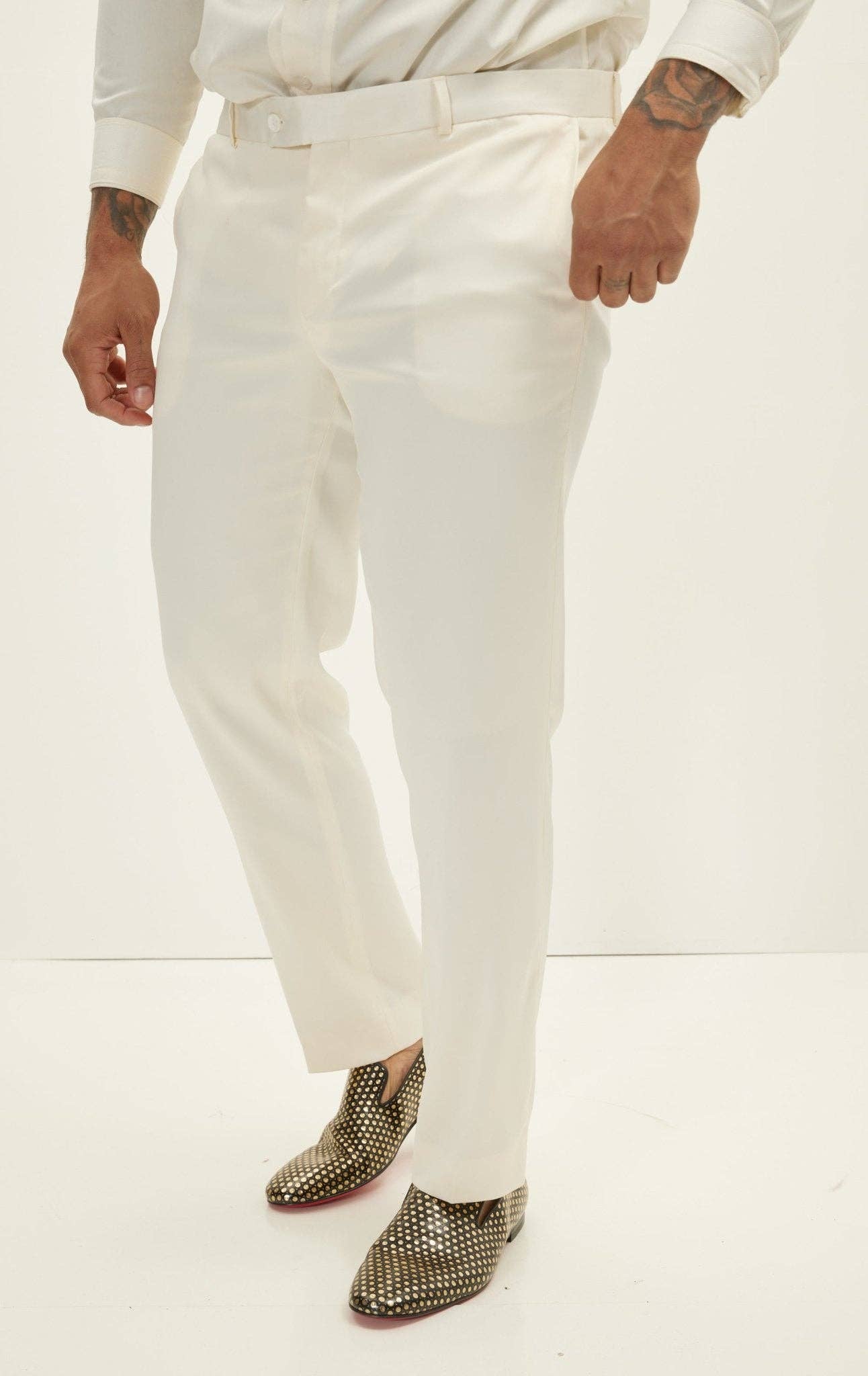 Men's The Wet Look Electric Tuxedo Jacket - White Gold for wholesale on Faire7