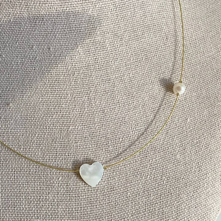 Heart with pearl Necklace for wholesale by Mar&Ella