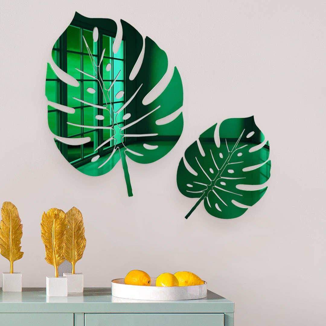 4ArtWorks - Venta al por mayor Espejos de pared - Hojas de Monstera Deliciosa | Arte acrílico | Decoración de pared con espejo2
