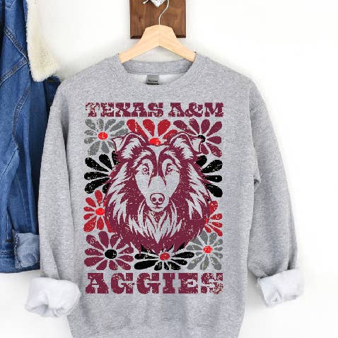 Texas A&M Aggies Groovy Floral Sweatshirt for wholesale by BB Subs and Screens