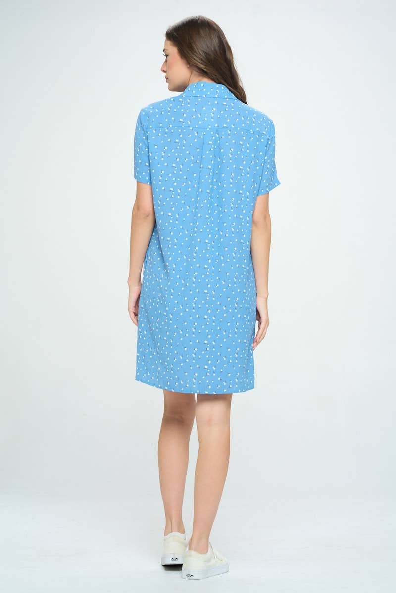 SM WARDROBE - Wholesale Dress - Women's - SNOWDROPS FLOWER PRINT DRESS BLUE4
